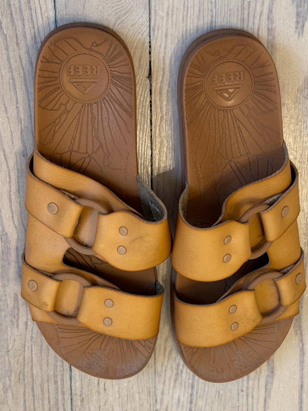 REEF Women’s Cushion Vera Cruz Natural Double-Strap Slide Sandals Size 7